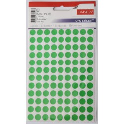 Etichete autoadezive color, D10 mm, 1080 buc/set, Tanex - verde