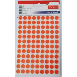 Etichete autoadezive color, D10 mm, 1080 buc/set, Tanex - orange