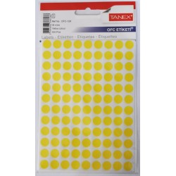 Etichete autoadezive color, D10 mm, 1080 buc/set, Tanex - galben