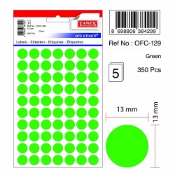 Etichete autoadezive color, D13 mm, 700 buc/set, Tanex - verde