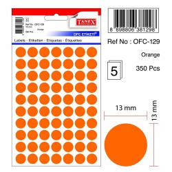 Etichete autoadezive color, D13 mm, 700 buc/set, Tanex - orange