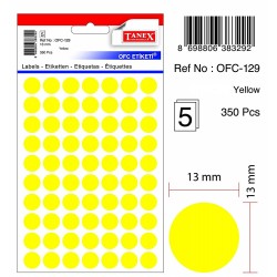 Etichete autoadezive color, D13 mm, 700 buc/set, Tanex - galben