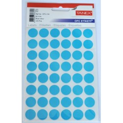 Etichete autoadezive color, D16 mm, 480 buc/set, Tanex - albastru