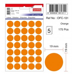 Etichete autoadezive color, D16 mm, 480 buc/set, Tanex - orange