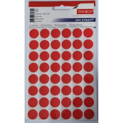 Etichete autoadezive color, D16 mm, 480 buc/set, Tanex - rosu