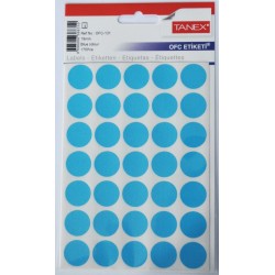 Etichete autoadezive color, D19 mm, 350 buc/set, Tanex -albastru