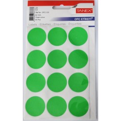 Etichete autoadezive color, D32 mm, 120 buc/set, Tanex - verde fluorescent