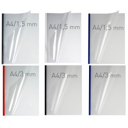 Coperti plastic PVC cu sina metalica 5mm, OPUS Easy Open - transparent mat/negru