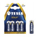 Baterii super alkaline LR06, AA, 4 buc/set, Tesla Gold