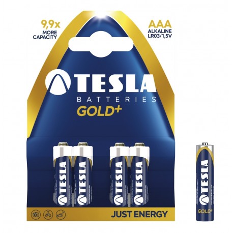 Baterii super alkaline LR03, AAA, 4 buc/set, Tesla Gold