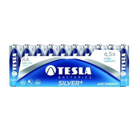 Baterii alkaline LR06, AA, 10 buc/set, Tesla Silver