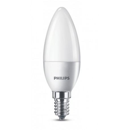Bec LED tip lumanare 5,5W echivalent 40W, transparent, E14, alb cald - Philips