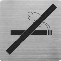 Placuta cu pictograma ALCO, din otel inoxidabil, imprimate cu negru - fumatul interzis