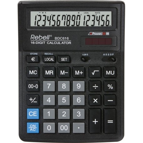 Calculator de birou, 16 digits, 193 x 143 x 38 mm, Rebell BDC 616 - negru