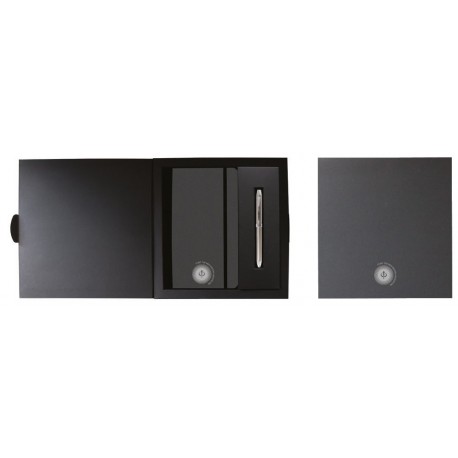 Set pix multifunctional de lux PENAC Ele-SS + notebook, cutie cadou, corp argintiu - accesorii argin