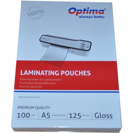 Folie pentru laminare, A5 (154 x 216 mm), 125 microni 100buc/top Optima