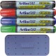 Kit burete magnetic + markere tabla de scris ARTLINE 517 - Dry safe ink, varf rotund 2.0mm, 4 culori