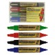 Marker pentru tabla de scris ARTLINE 525T, doua capete - varf rotund 2.0mm/tesit 5.0mm, 4 culori/set