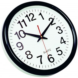 Ceas de perete, D-28 cm, cifre arabe, cadran alb, rama plastic neagra, Q-Connect Tokyo