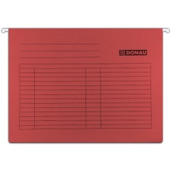 Dosar suspendabil cu eticheta, bagheta metalica, carton 230g/mp, 5 buc/set, DONAU - rosu