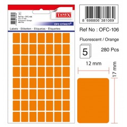 Etichete autoadezive color, 12 x 17 mm, 560 buc/set, Tanex - orange fluorescent