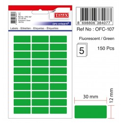 Etichete autoadezive color, 12 x 30 mm, 300 buc/set, Tanex - verde fluorescent