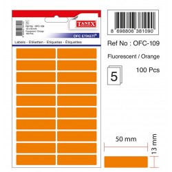 Etichete autoadezive color, 13 x 50 mm, 200 buc/set, Tanex - orange fluorescent