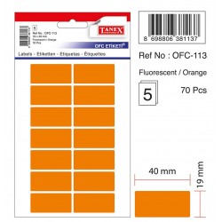Etichete autoadezive color, 19 x 40 mm, 140 buc/set, Tanex - orange fluorescent