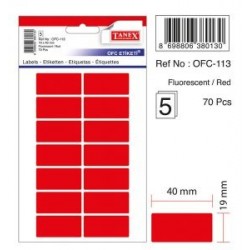Etichete autoadezive color, 19 x 40 mm, 140 buc/set, Tanex - rosu fluorescent