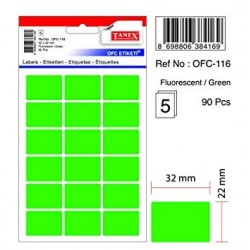 Etichete autoadezive color, 22 x 32 mm, 180 buc/set, Tanex - verde fluorescent
