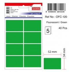 Etichete autoadezive color, 34 x 52 mm, 80 buc/set, Tanex - verde fluorescent