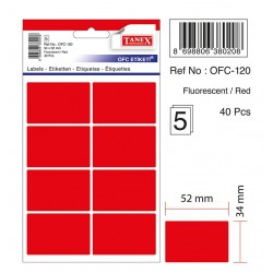 Etichete autoadezive color, 34 x 52 mm, 80 buc/set, Tanex - rosu fluorescent