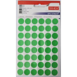 Etichete autoadezive color, D16 mm, 480 buc/set, Tanex - verde