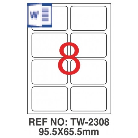 Etichete albe autoadezive, repozitionabile, 8/A4, 95.5 x 65.5mm, 25 coli/top, TANEX-colturi rotunji