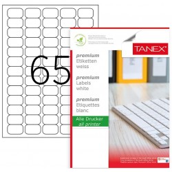 Etichete transparente autoadezive, 65/A4, 38.1 x 21.2mm, 25 coli/top, TANEX - colturi rotunjite