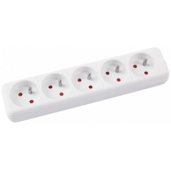 Prelungitor cu 5 prize, lungime - 5 metri, Office Products - alb