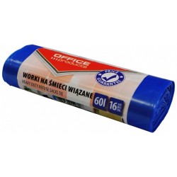 Saci menaj cu snur,albastri, 60L, 16buc/rola, Office Products