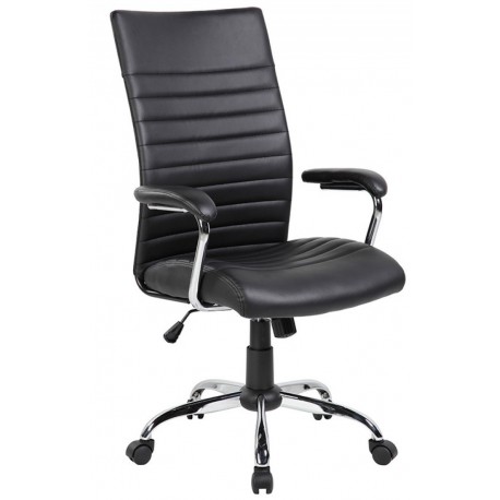 Scaun de birou, brate metalice, rotile, material PVC, Office Products Ibiza - negru