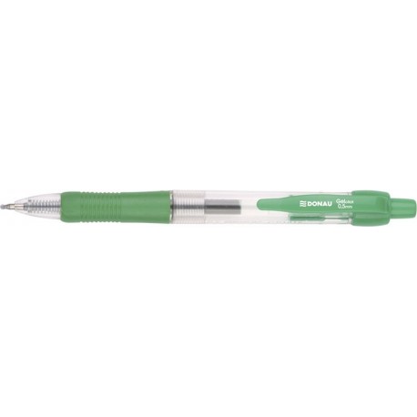 Pix cu gel, cu mecanism retractabil, rubber grip, 0.5 mm, cerneala rezistenta la apa, DONAU - verde
