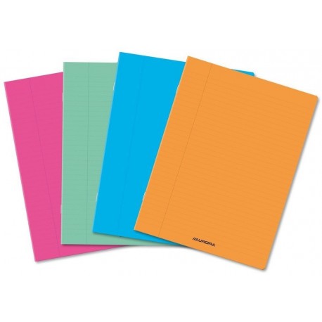 Caiet A4, 60 file - 80g/mp, liniat stanga, coperta PP transparent color, AURORA - velin