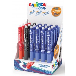 Display CARIOCA Oops, cu pixuri erasables, retractabile, 0.7mm, 24 buc/display - culori asortate