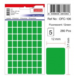 Etichete autoadezive color, 12 x 17 mm, 280 buc/set, TANEX - verde fluorescent