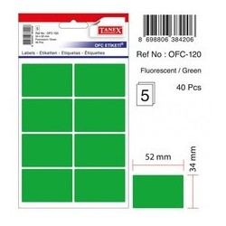 Etichete color autoadezive, 8/A4, 99.1 x 67.7mm, 25 coli/top, TANEX - verde fluorescent