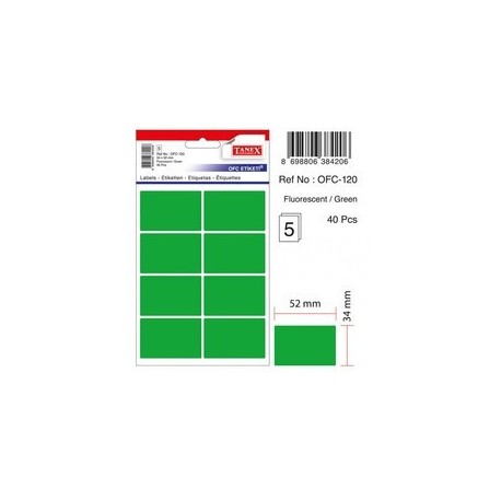Etichete color autoadezive, 8/A4, 99.1 x 67.7mm, 25 coli/top, TANEX - verde fluorescent