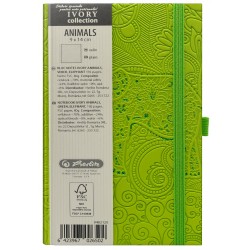 BLOC NOTES IVORY ANIMALS 9 X 14 CM 192 FILE VELIN COPERTA PU VERDE MOTIV ELEPHANT