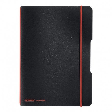 CAIET MY.BOOK FLEX A5 40F 70GR PATRATELE NEGRU CU LOGO ROSU