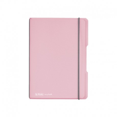 CAIET MY.BOOK FLEX A5 40F 80GR PATRATELE, COPERTA ROZ TRANSPARENTA, ELASTIC GRI