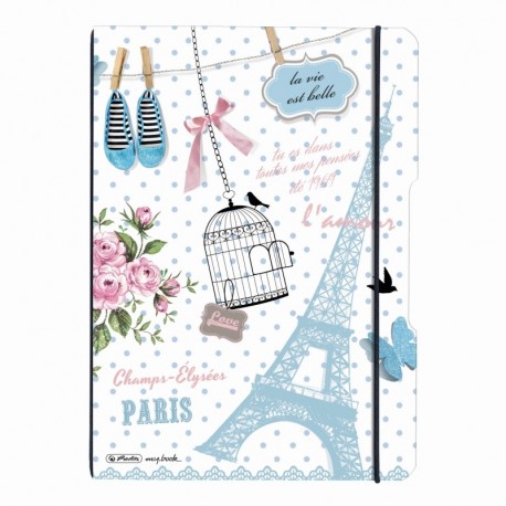 CAIET MY.BOOK FLEX A4 2X40F DICTANDO+PATRATELE VINTAGE PARIS CU LOGO NEGRU