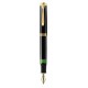 STILOU SOUVERAN M600 M,PENITA AUR 14K,ACCESORIILE PLACATE CU AUR,CORP NEGRU