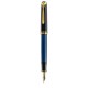 STILOU SOUVERAN M800 F PENITA AUR 18K,ACCESORII PLACATE CU AUR,CORP NEGRU-ALBASTRU